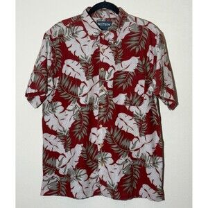 VTG Old College Inn Shirt Mens L‎ Red Hawiian Palm Leaf Casual Beach